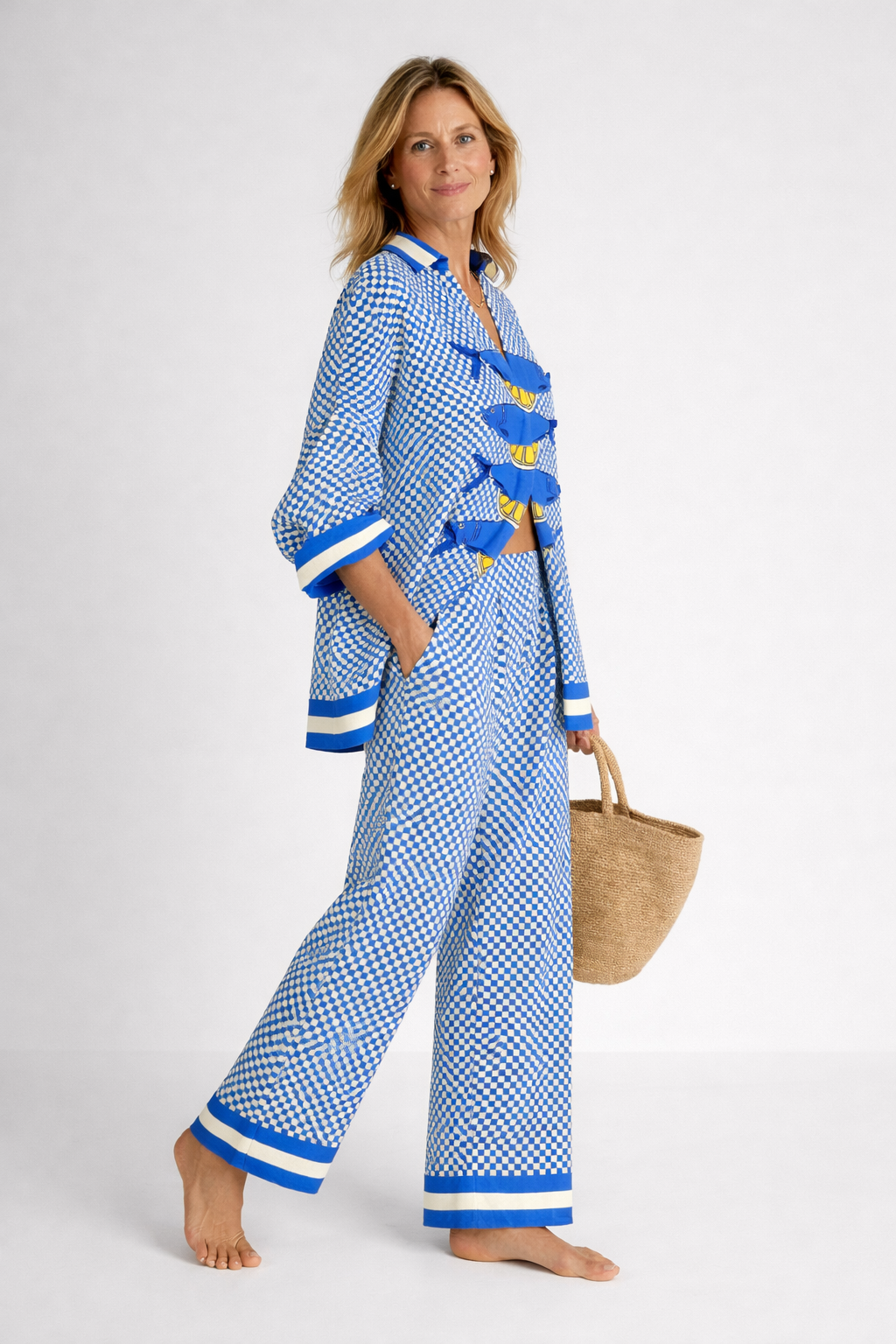 Soraya | Women's Two-Piece Set with Patterned Shirt and Wide-Leg Trousers
