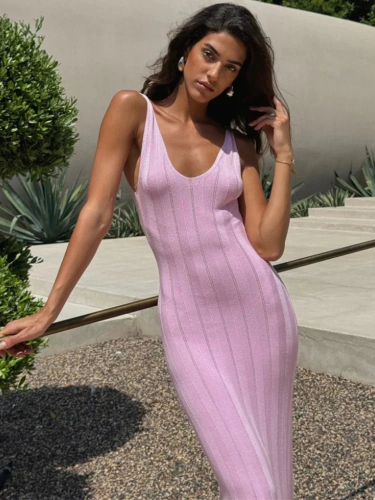 Sorina Ärmelloses Maxikleid mit rückenfreiem Design