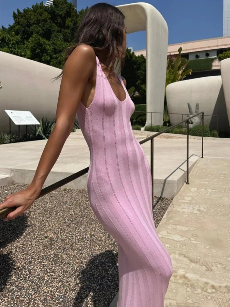Sorina Ärmelloses Maxikleid mit rückenfreiem Design
