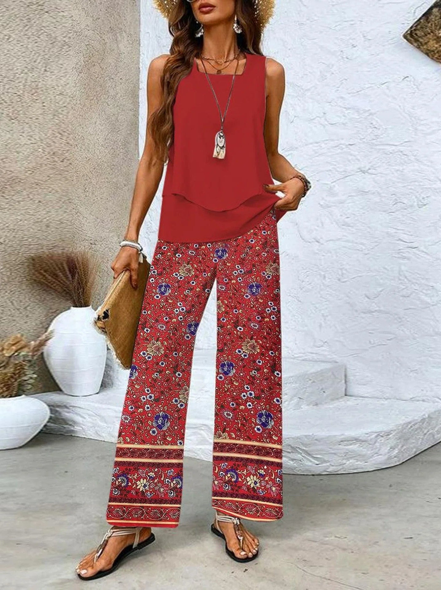 Tarena | Damen Zweiteiliges Set mit Top und Weiter Hose