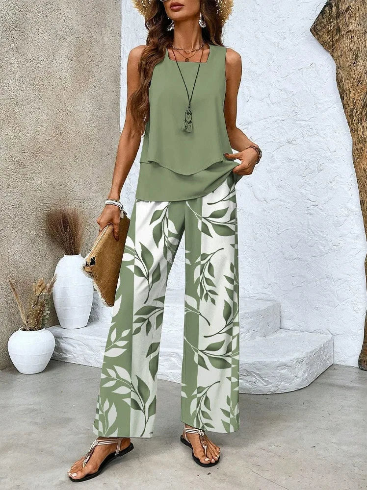 Tarena | Damen Zweiteiliges Set mit Top und Weiter Hose