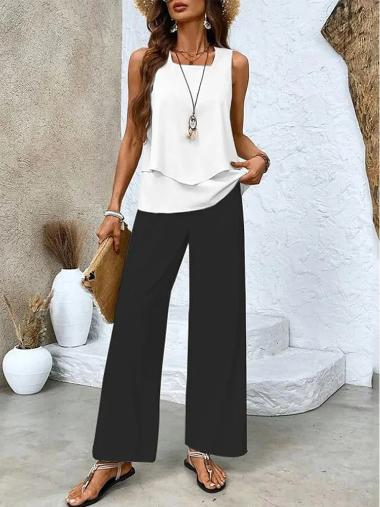 Tarena | Damen Zweiteiliges Set mit Top und Weiter Hose