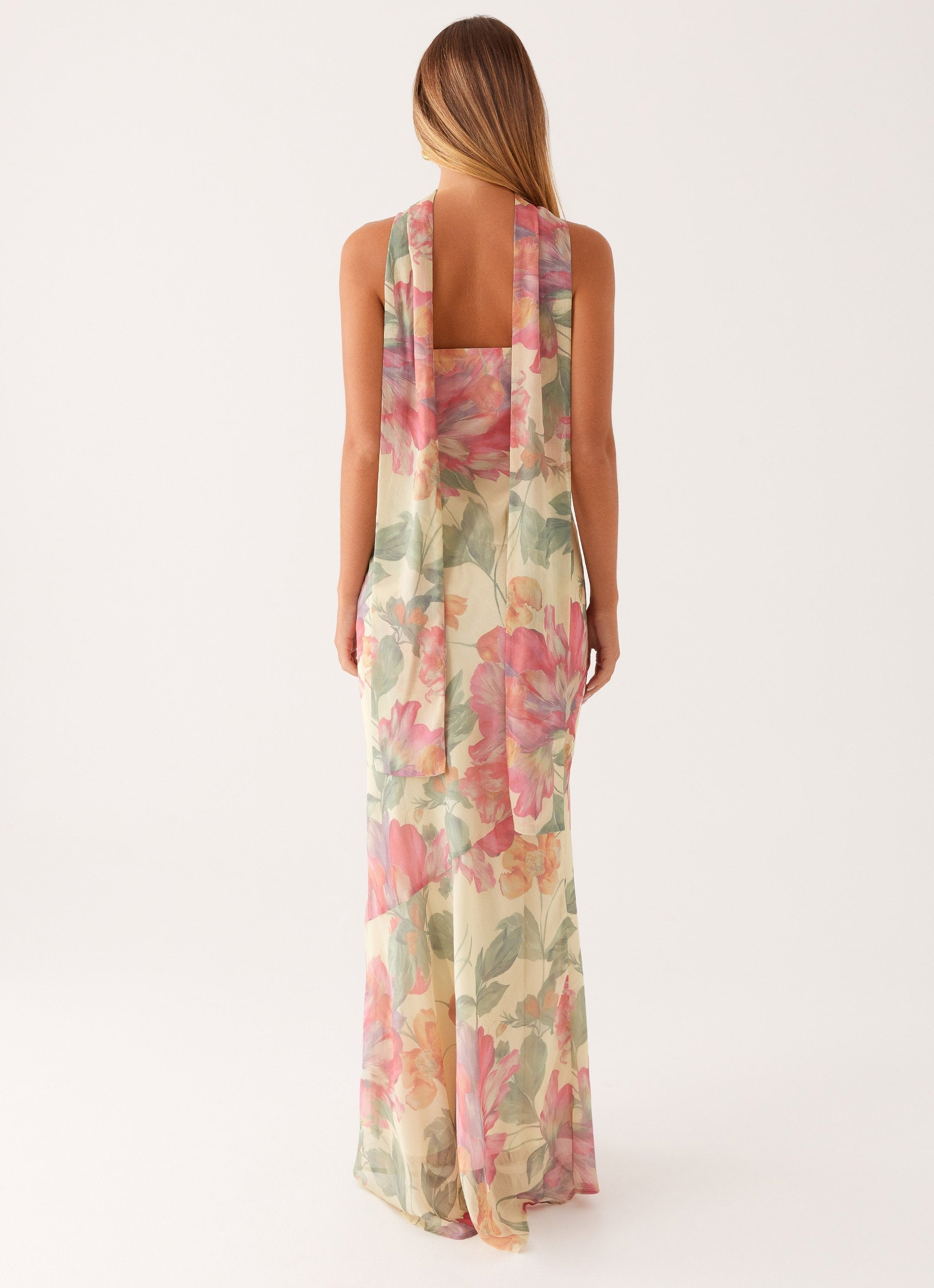 Milena | Langes Blumen-Kleid mit Rückenausschnitt