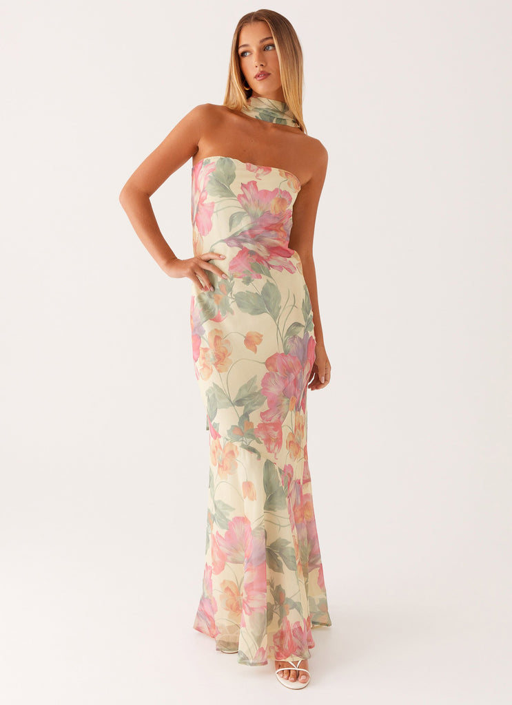 Milena | Langes Blumen-Kleid mit Rückenausschnitt