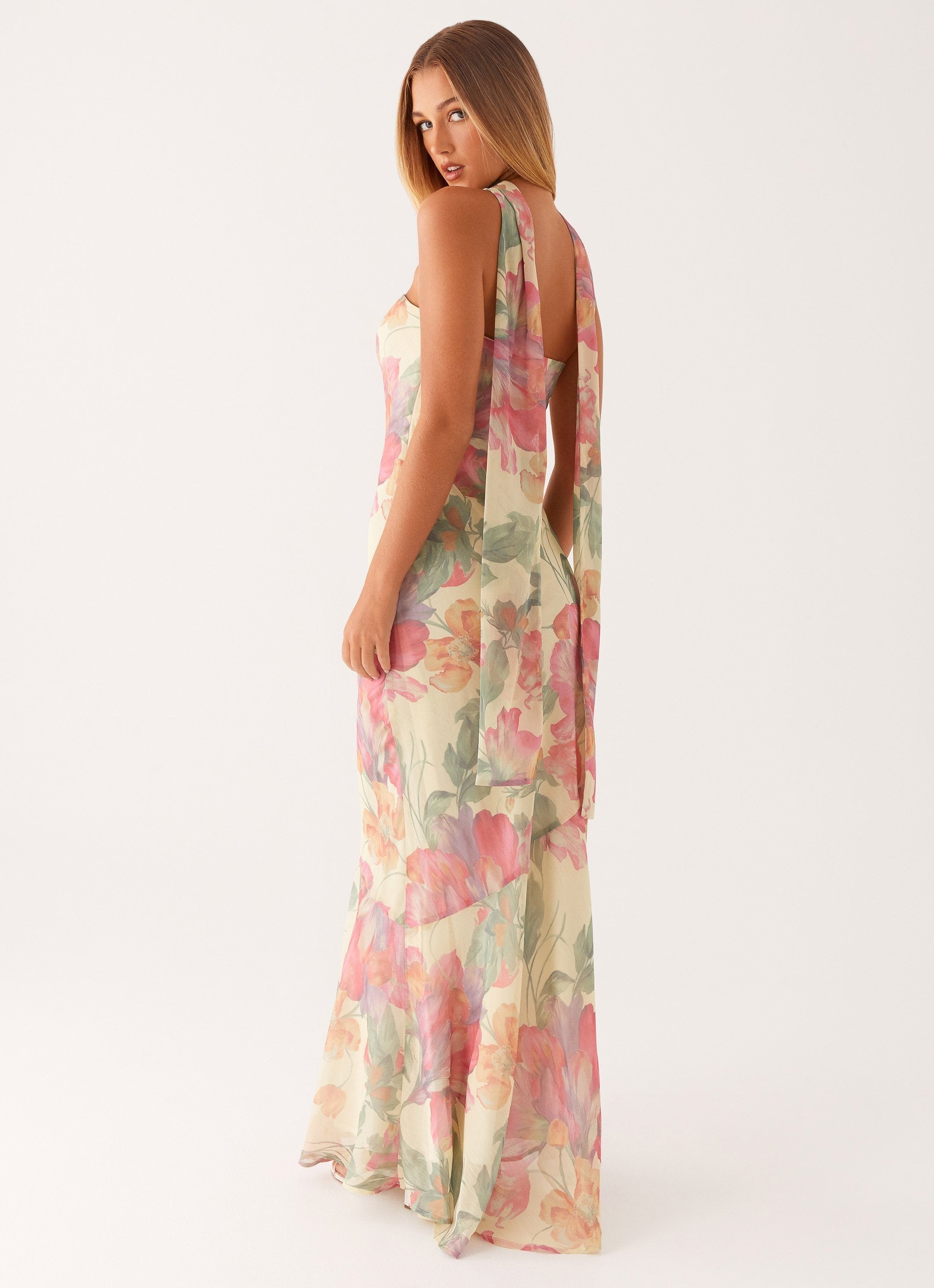 Milena | Langes Blumen-Kleid mit Rückenausschnitt