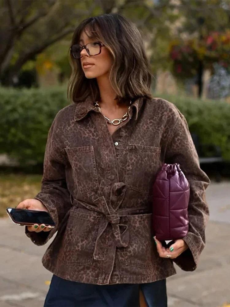 Aylia | Jacke Mit Leopardenmuster Und Gürtel