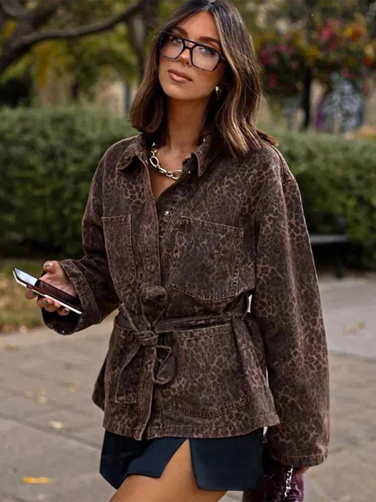 Aylia | Jacke Mit Leopardenmuster Und Gürtel