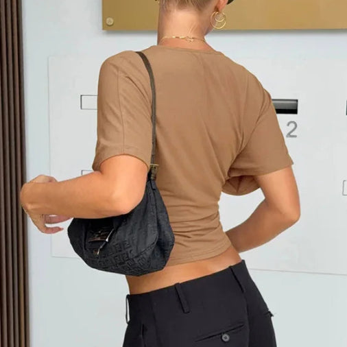Zenaida Damen Crop Top mit V-Ausschnitt
