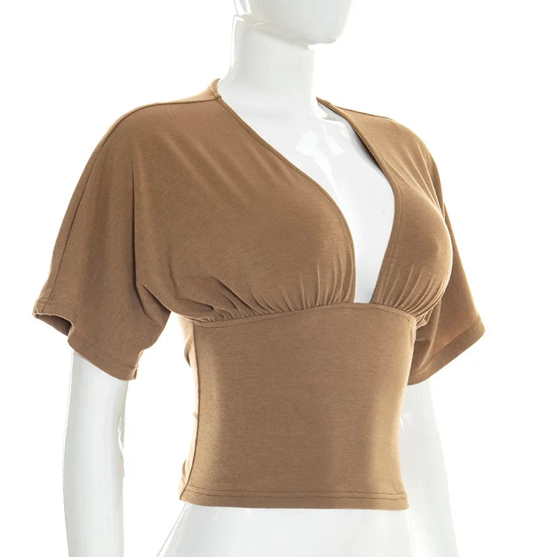Zenaida Damen Crop Top mit V-Ausschnitt