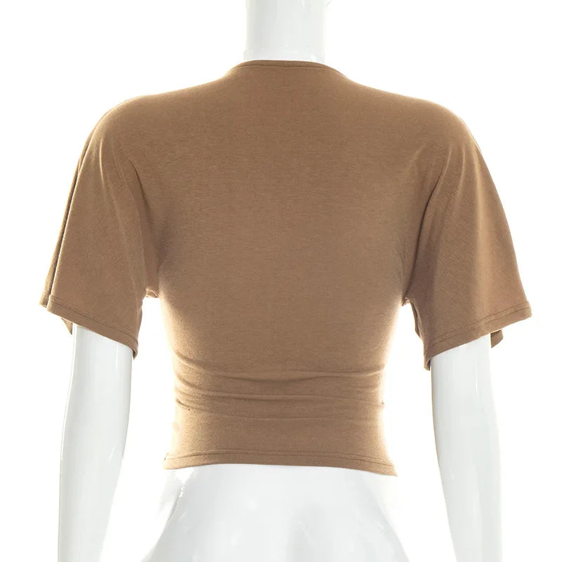 Zenaida Damen Crop Top mit V-Ausschnitt
