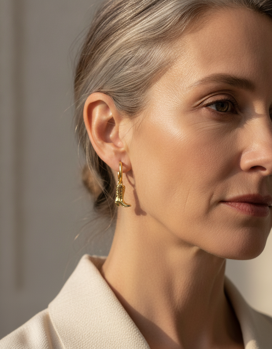 boot huggie earrings - lifestyle