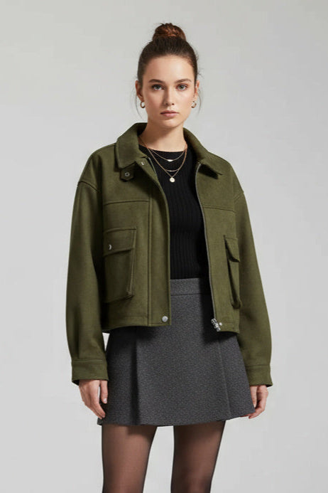 Kaira | Kunstwildleder Kurzjacke Mit Umlegekragen