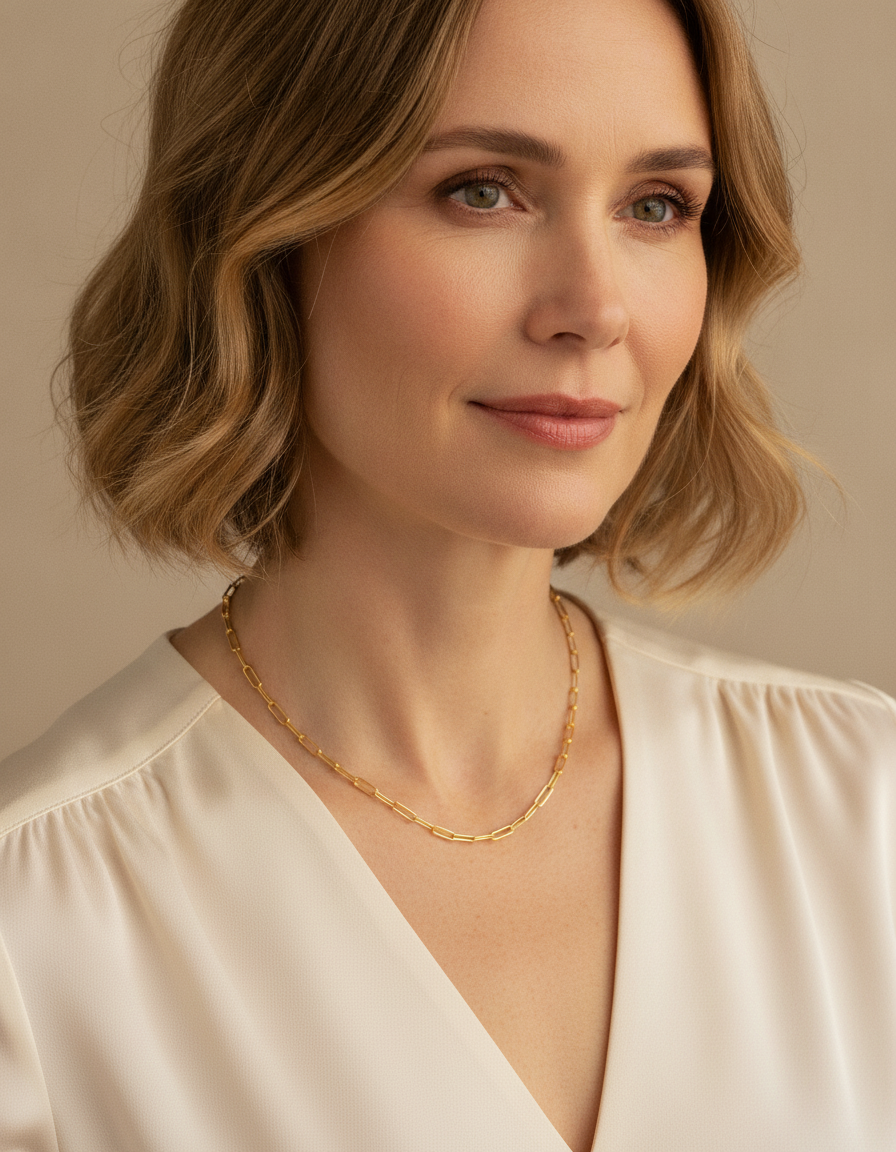 nova paperclip necklace - lifestyle