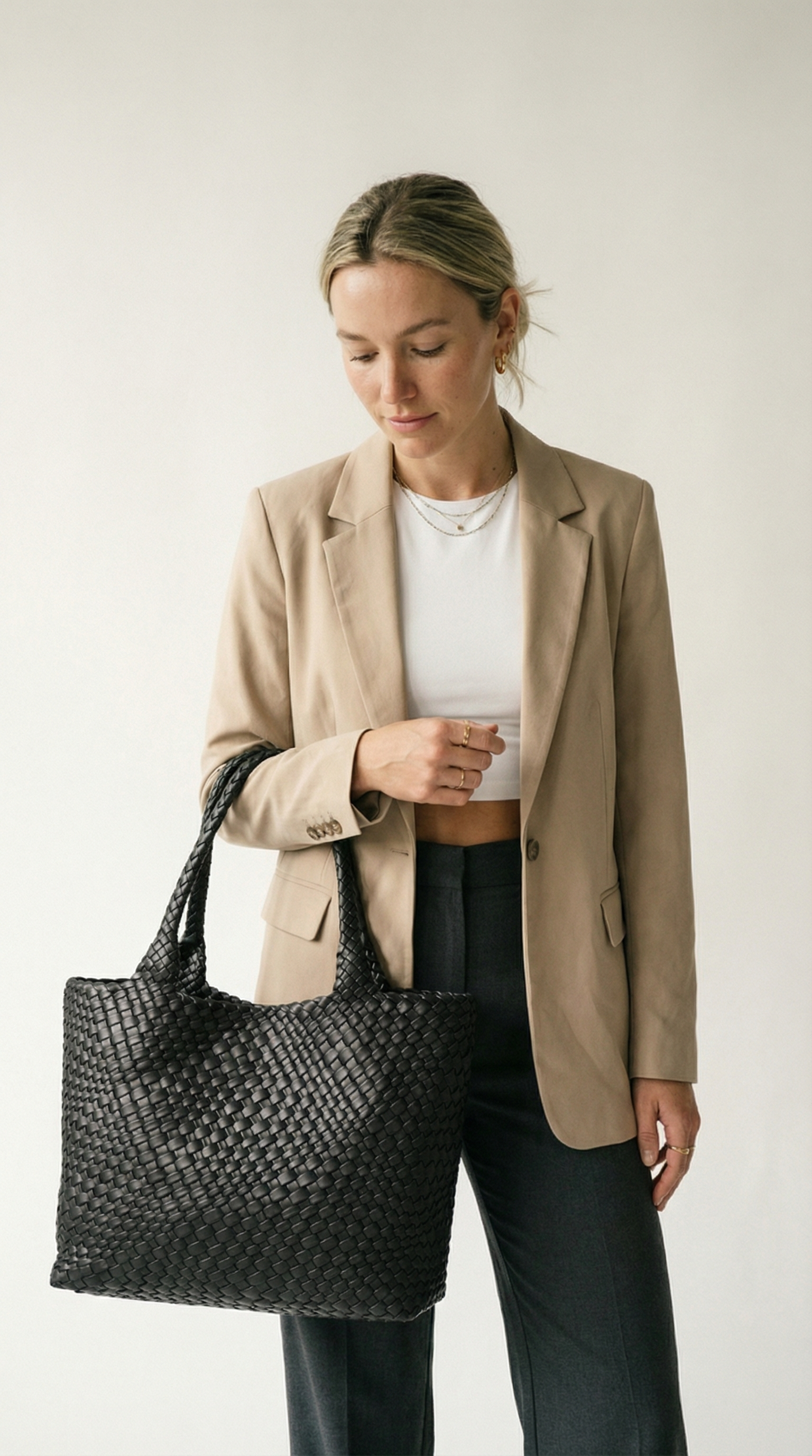 Damen Shopper-Tasche XL geflochten