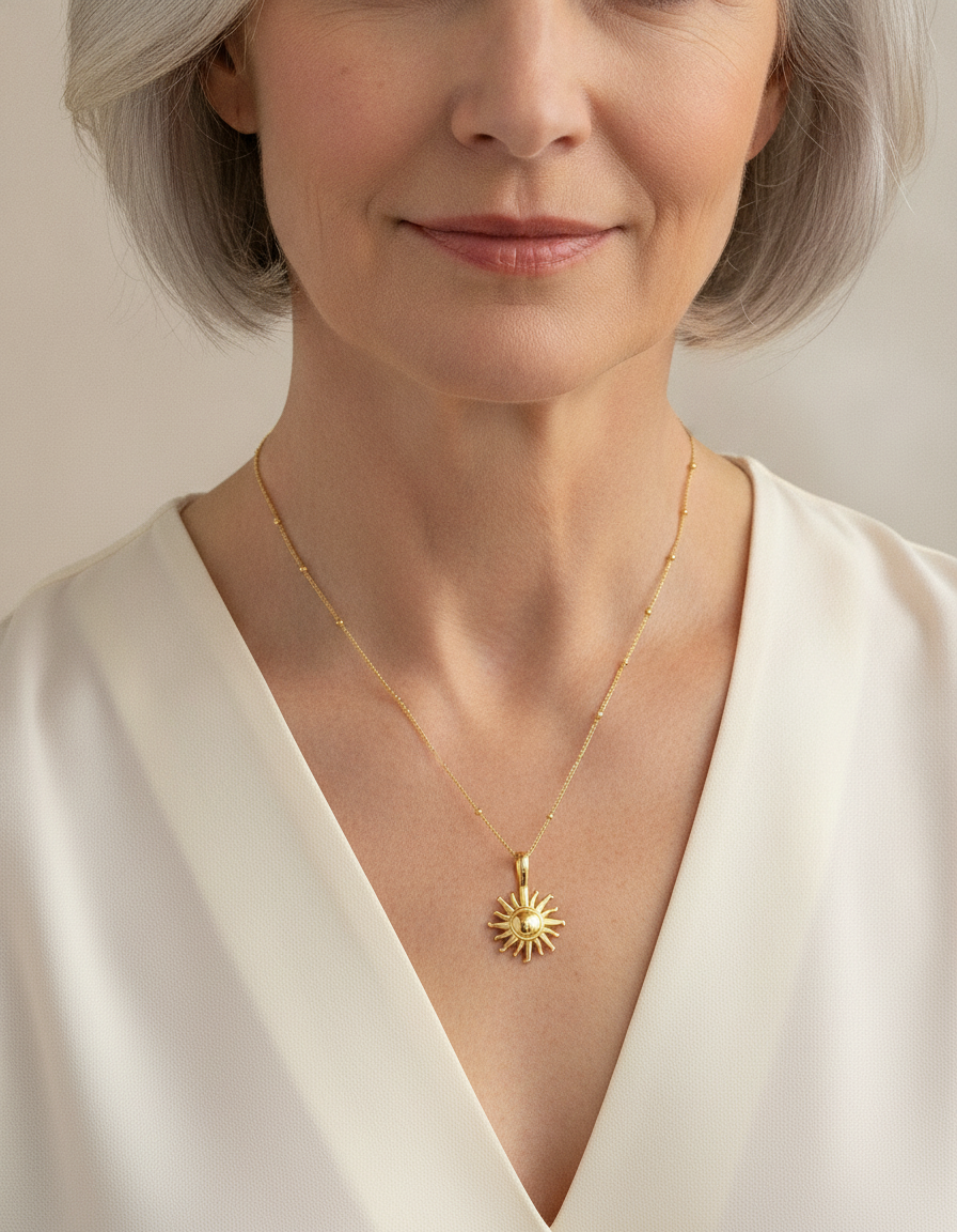 solara sculpted sun necklace - lifestyle
