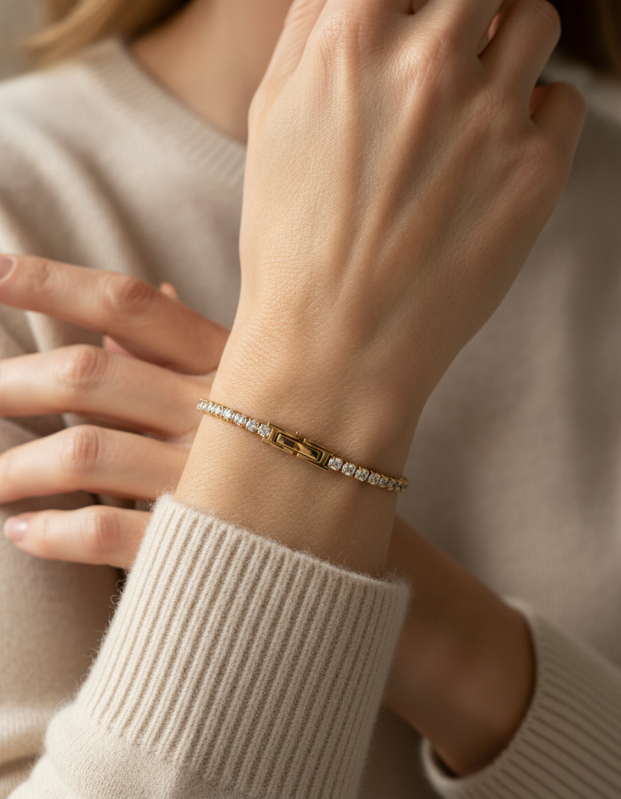 valentine sculpted tennis bracelet - lifestyle