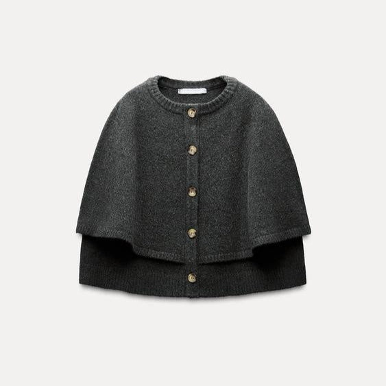 Noemi | Strickcape Mit Knopfleiste