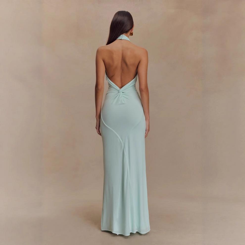Faera | Drapiertes Langes Neckholder-Kleid
