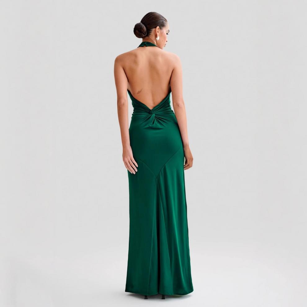 Faera | Drapiertes Langes Neckholder-Kleid