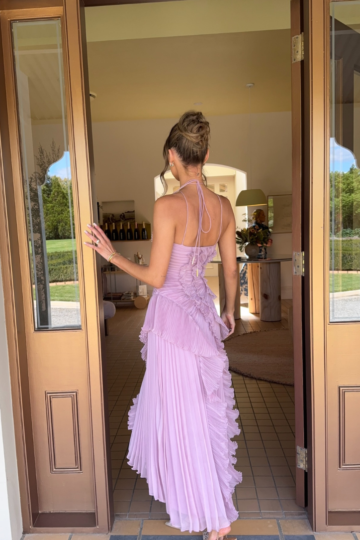 Yuna | Pailletten Maxikleid V-Ausschnitt Halterneck Abendkleid