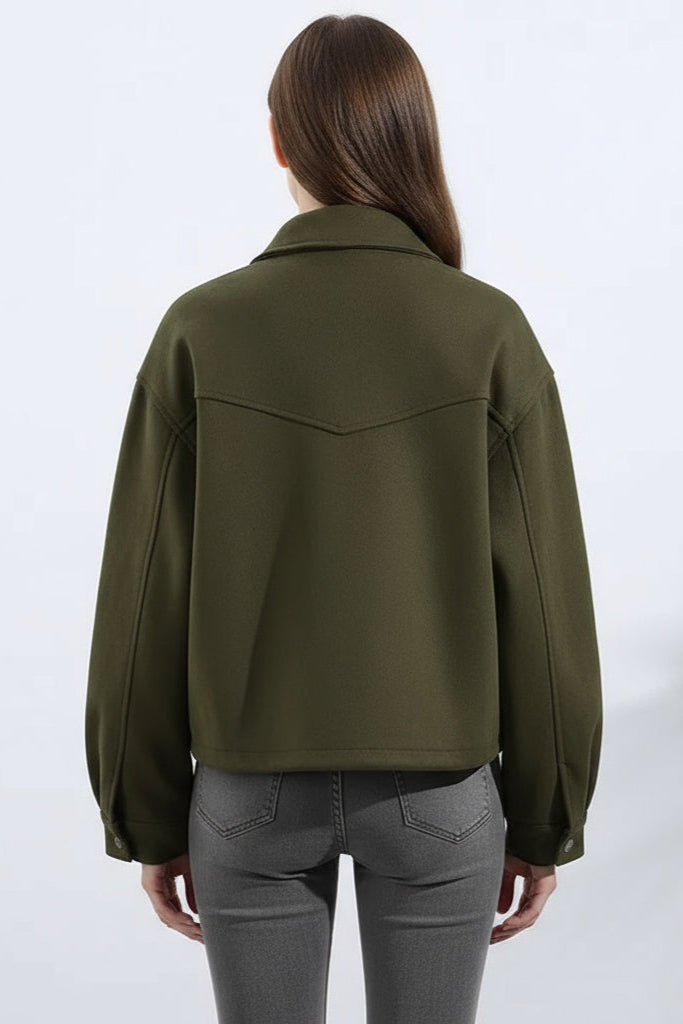 Kaira | Kunstwildleder Kurzjacke Mit Umlegekragen