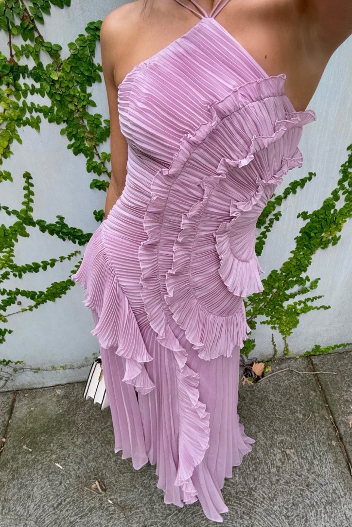 Yuna | Pailletten Maxikleid V-Ausschnitt Halterneck Abendkleid
