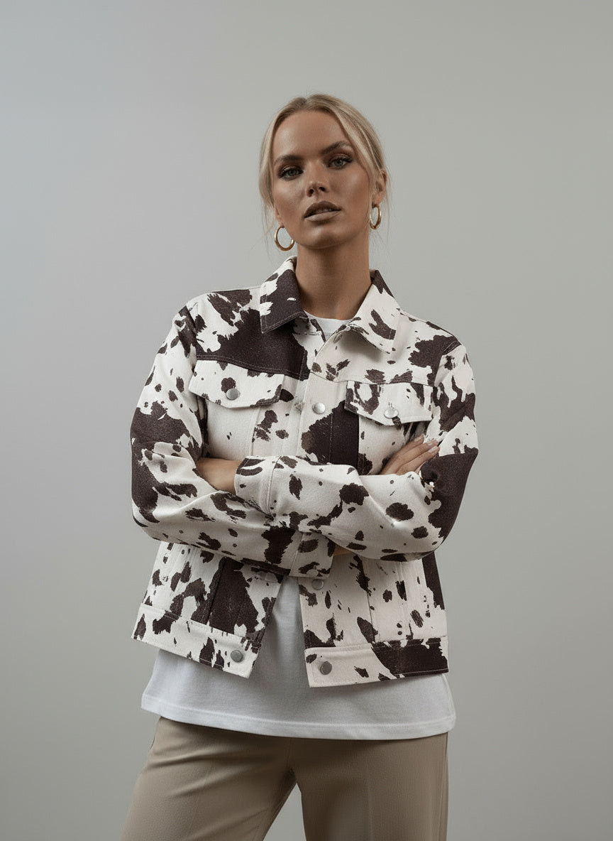 Aylin | Short jacket with cow print 