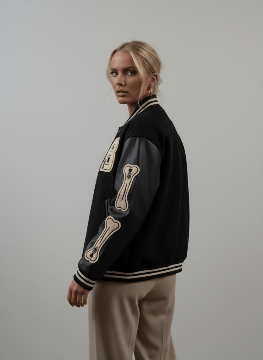 Beatrice | Harajuku Varsity College Jacket with Faux Leather Sleeves