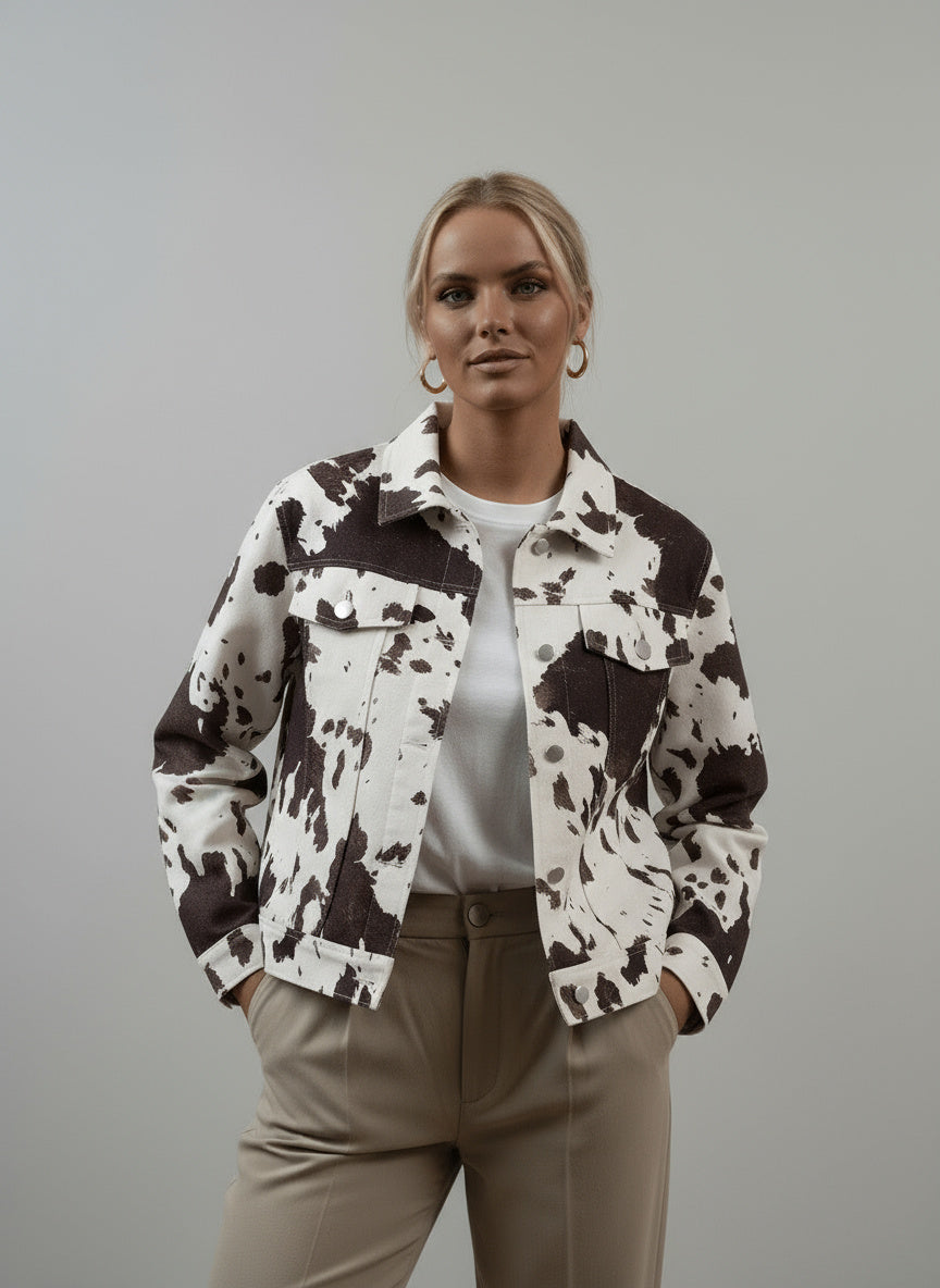 Aylin | Short jacket with cow print 