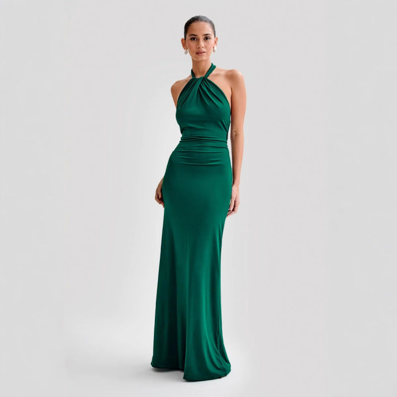Faera | Drapiertes Langes Neckholder-Kleid