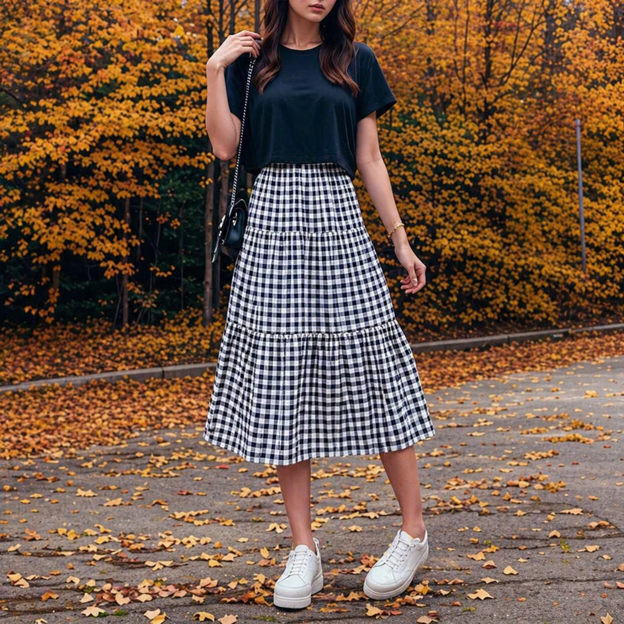 Althea Women's Plaid Midi Skirt