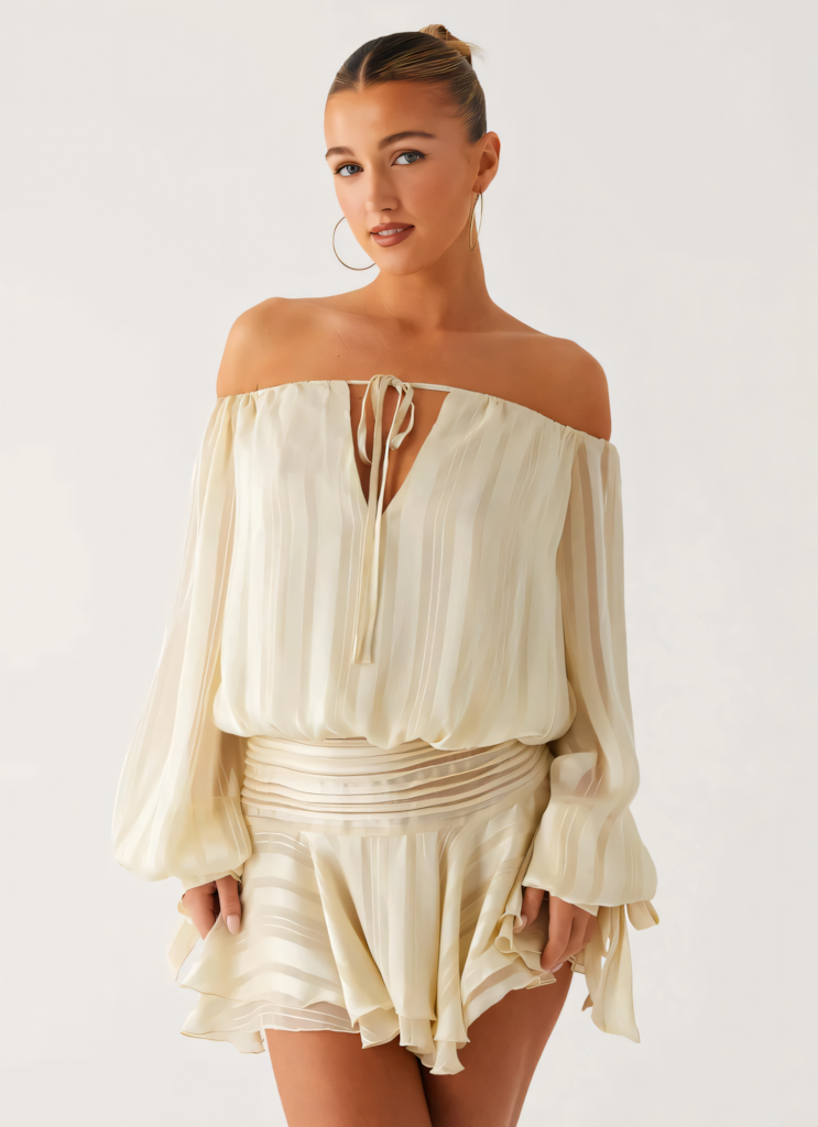 Amalia Women's Playsuit with Off-Shoulder Neckline