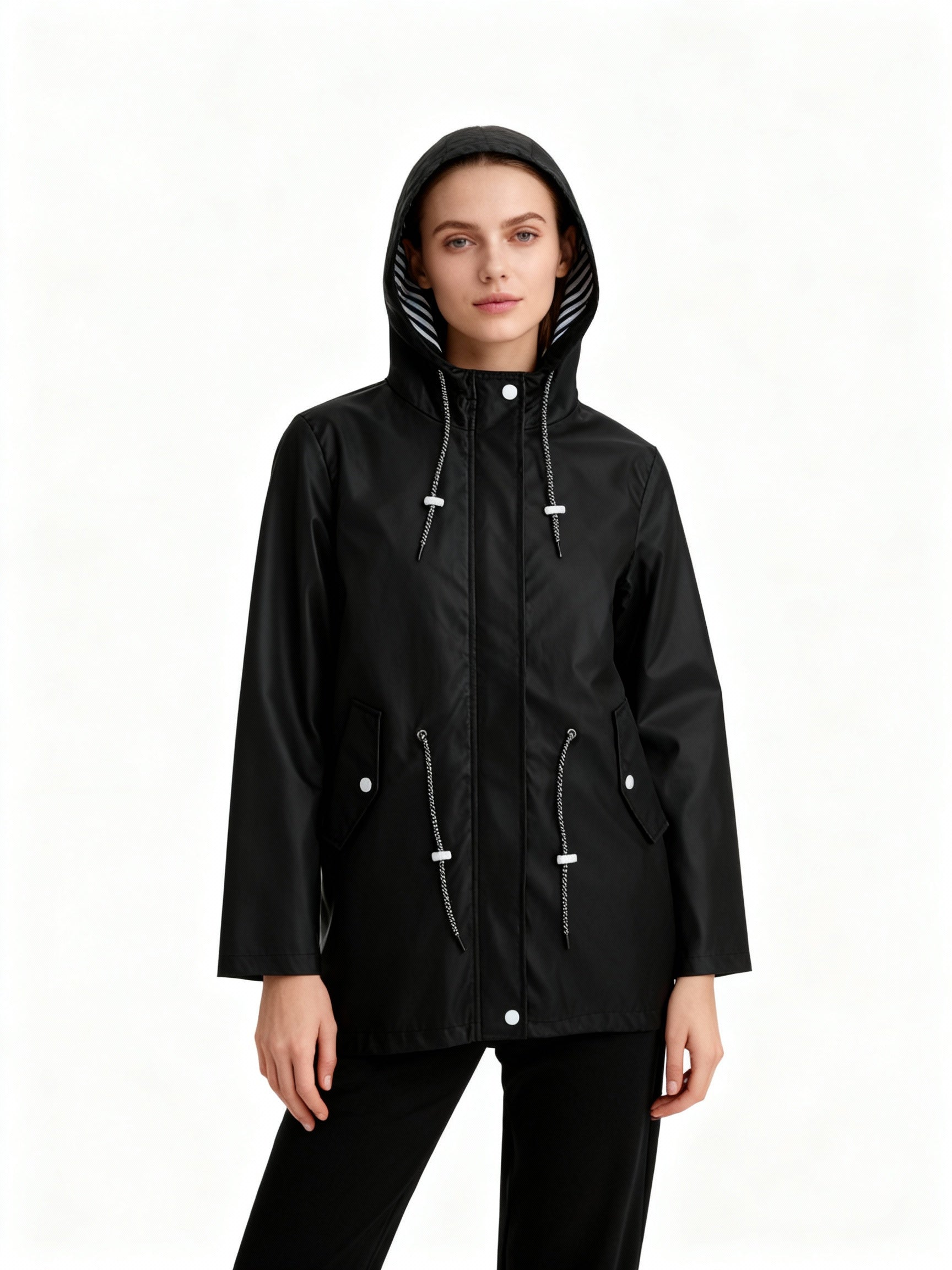 Aura | Damen Übergangsjacke mit Kapuze und Frontreißverschluss