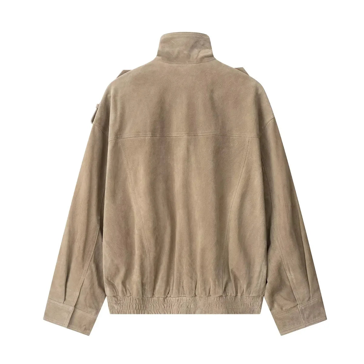 Solid High Neck Drawstring Waist Women's Jacket Long Sleeve Cargo Pockets 2025 Autumn Casual Women's Outerwear Trendy Chic Lady Coat