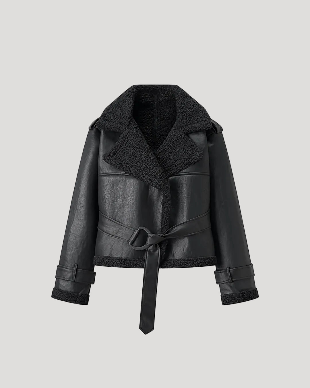 Damen Kurze Jacke mit Reverskragen und Gürtel