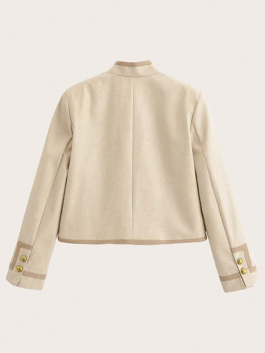Elowina Women's Short Jacket with Stand-Up Collar and Button Placket