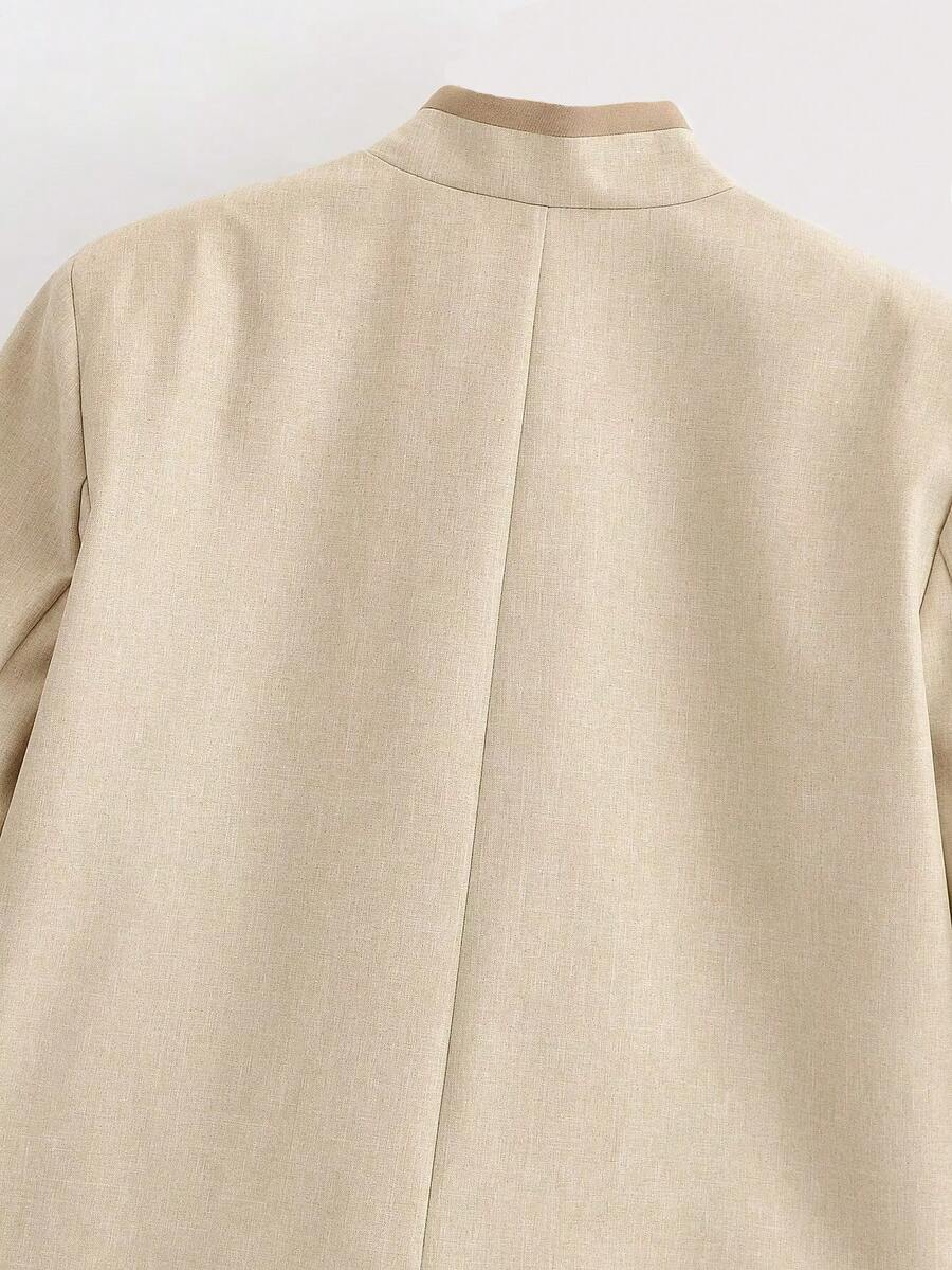 Elowina Damen Kurzjacke mit Stehkragen und Knopfleiste