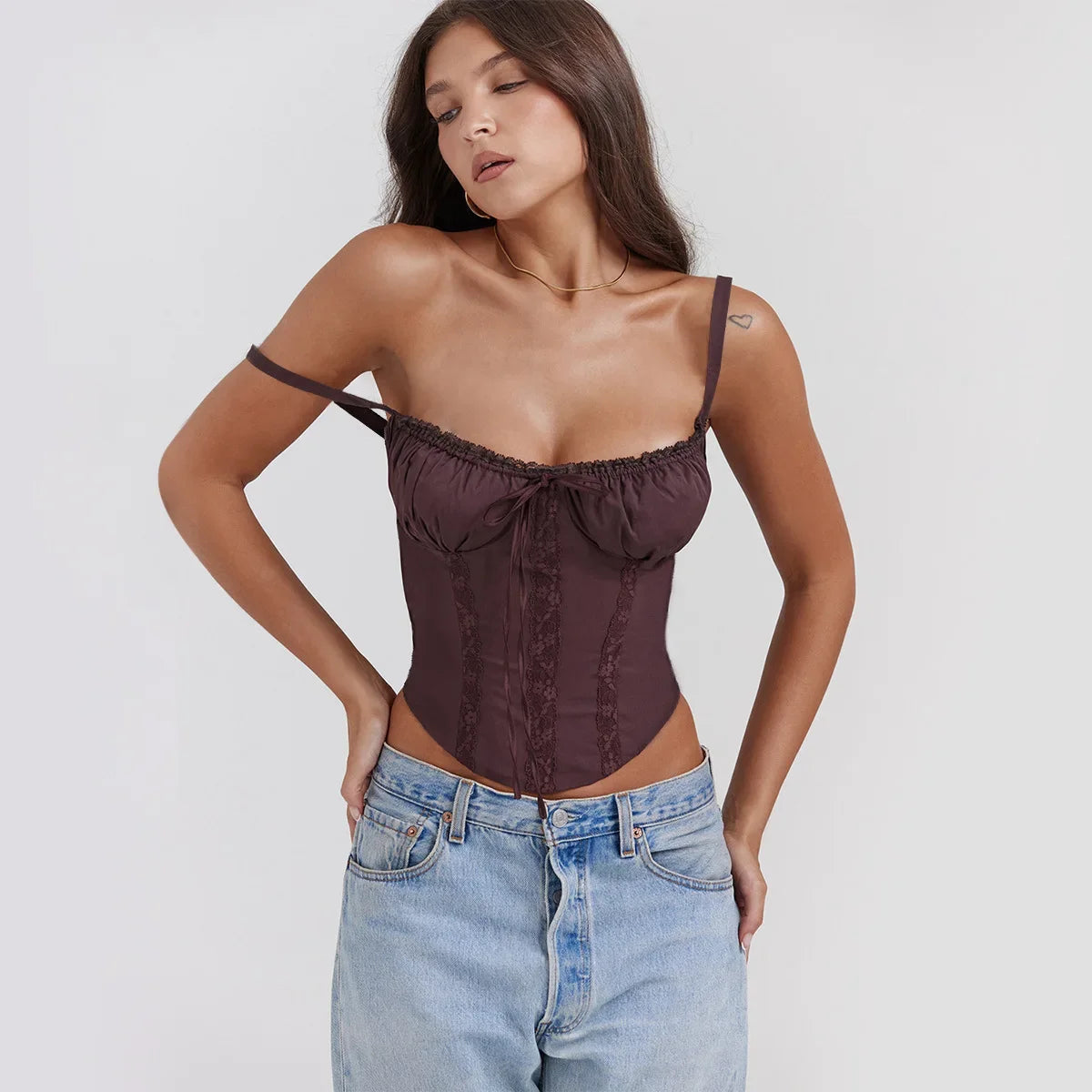 Harelia Damen Corsagen Top mit Schnürung