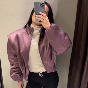 Ines women's satin-look bomber jacket with concealed zip