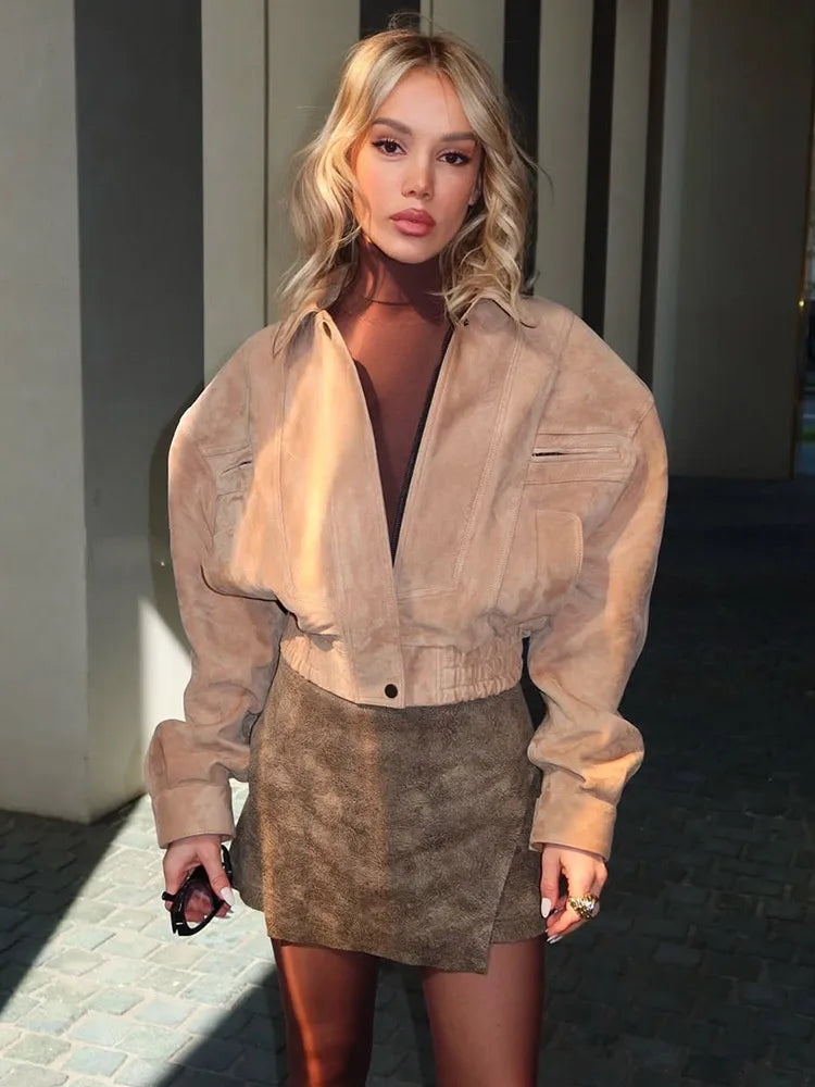 Lorenae Damen Kurzjacke mit Reißverschluss und elastischem Saum