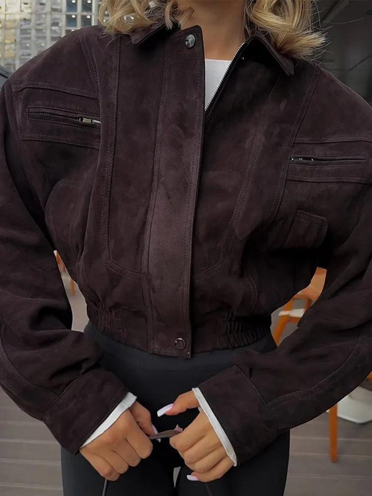 Lorenae Damen Kurzjacke mit Reißverschluss und elastischem Saum