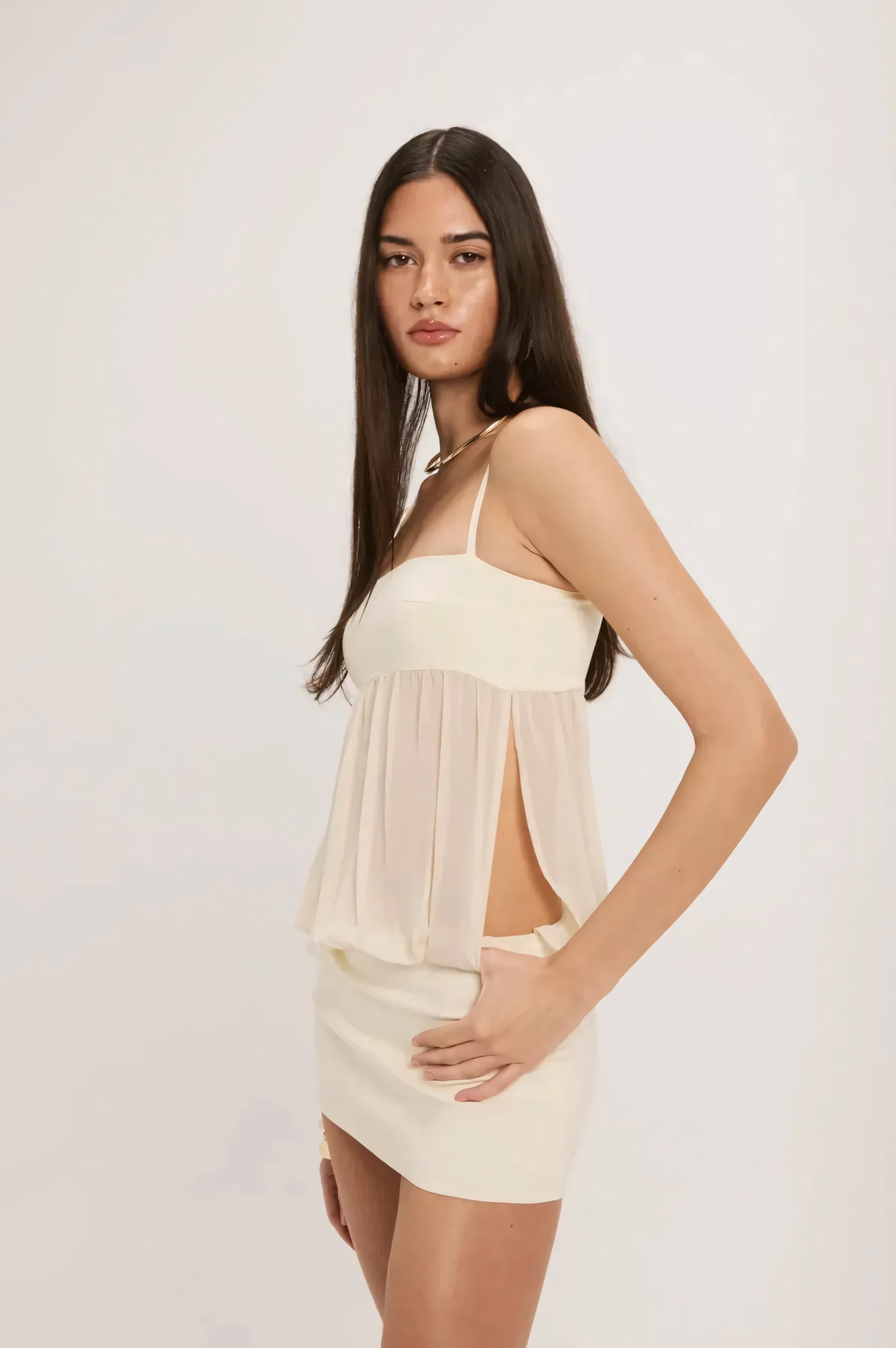 Marielle Damen Minikleid mit Spaghettiträgern und geradem Ausschnitt