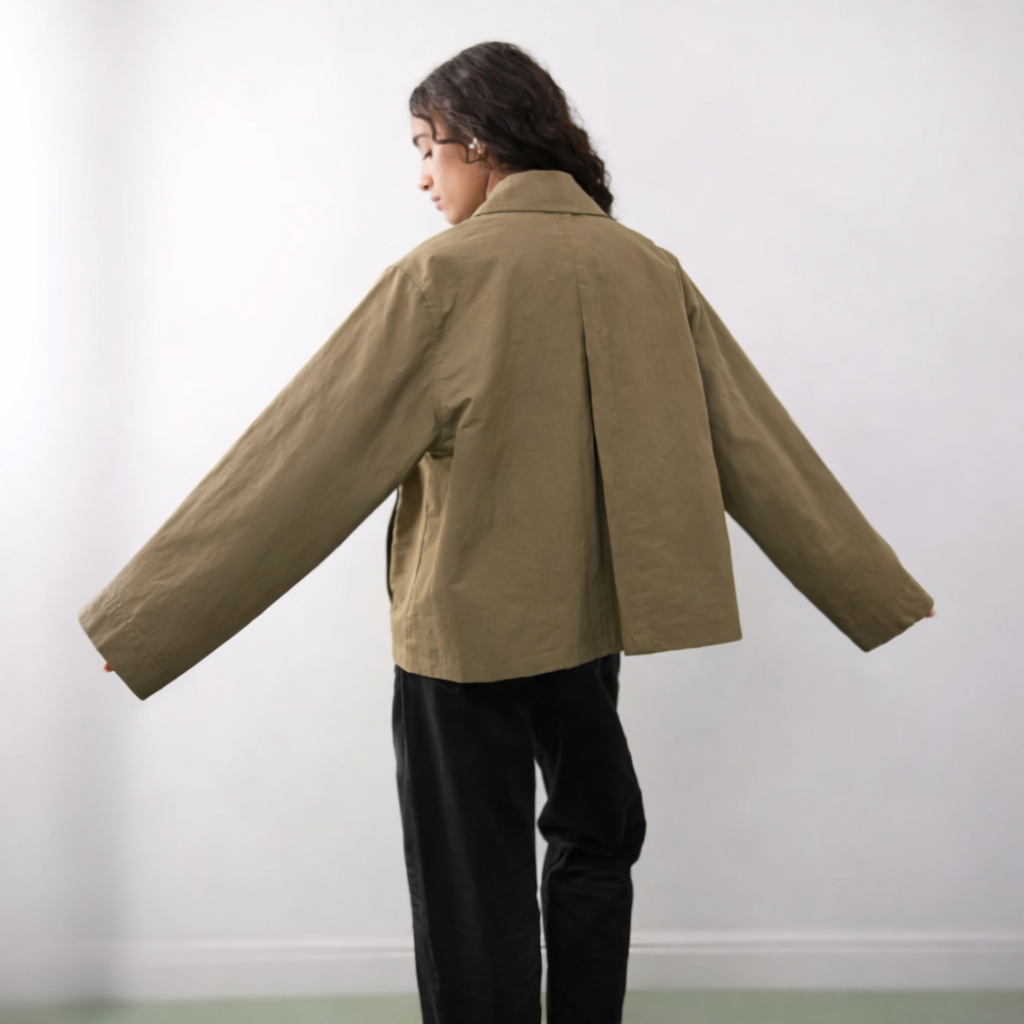 Marilena Damen Jacke mit Bindeband-Verschluss und Umlegekragen