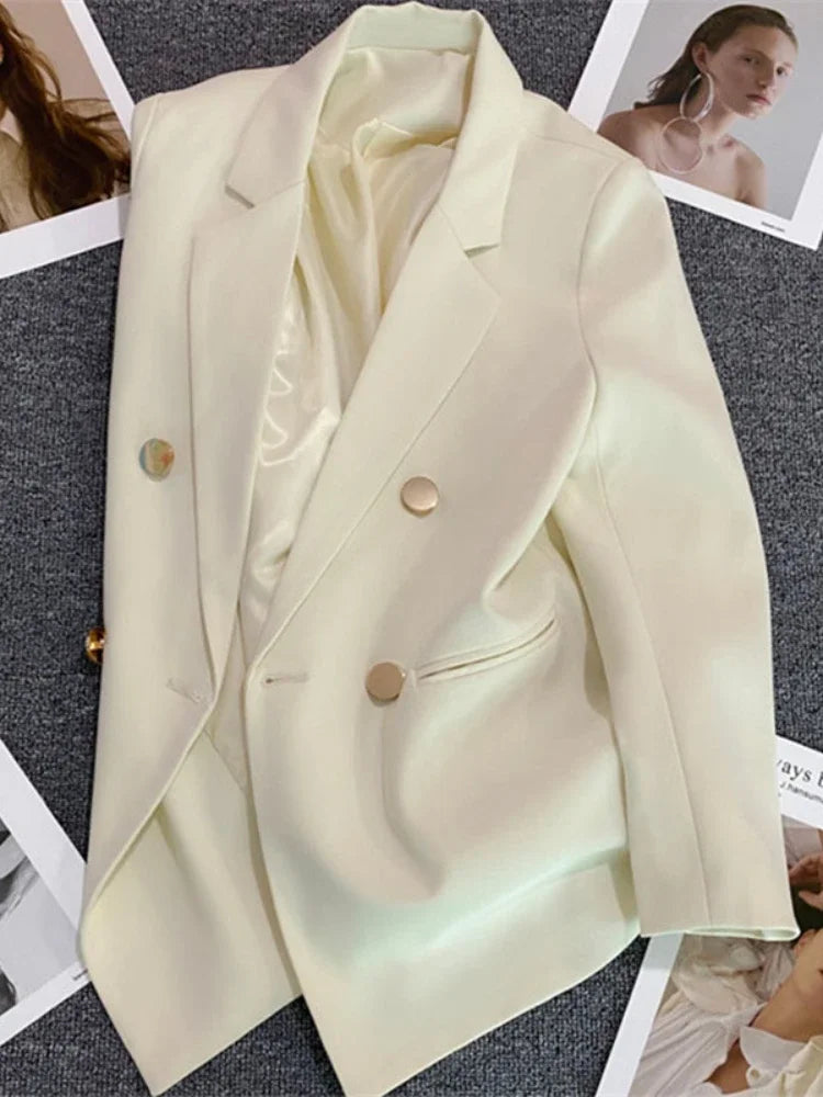Mathilda Women's Double-Breasted Blazer with Lapel Collar