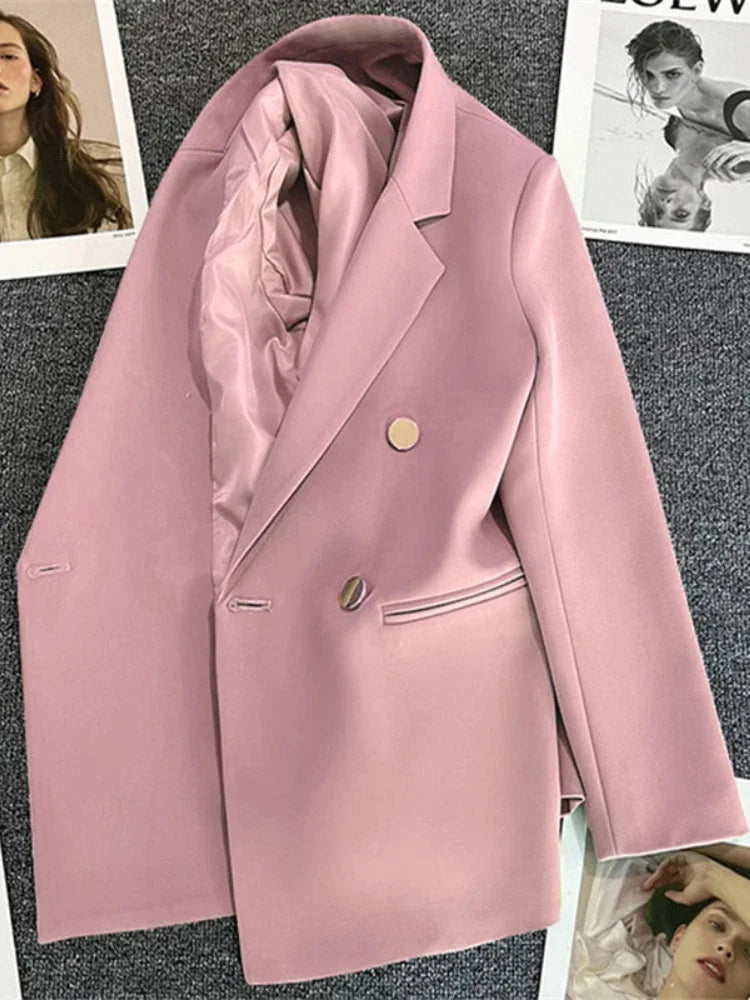 Mathilda Women's Double-Breasted Blazer with Lapel Collar