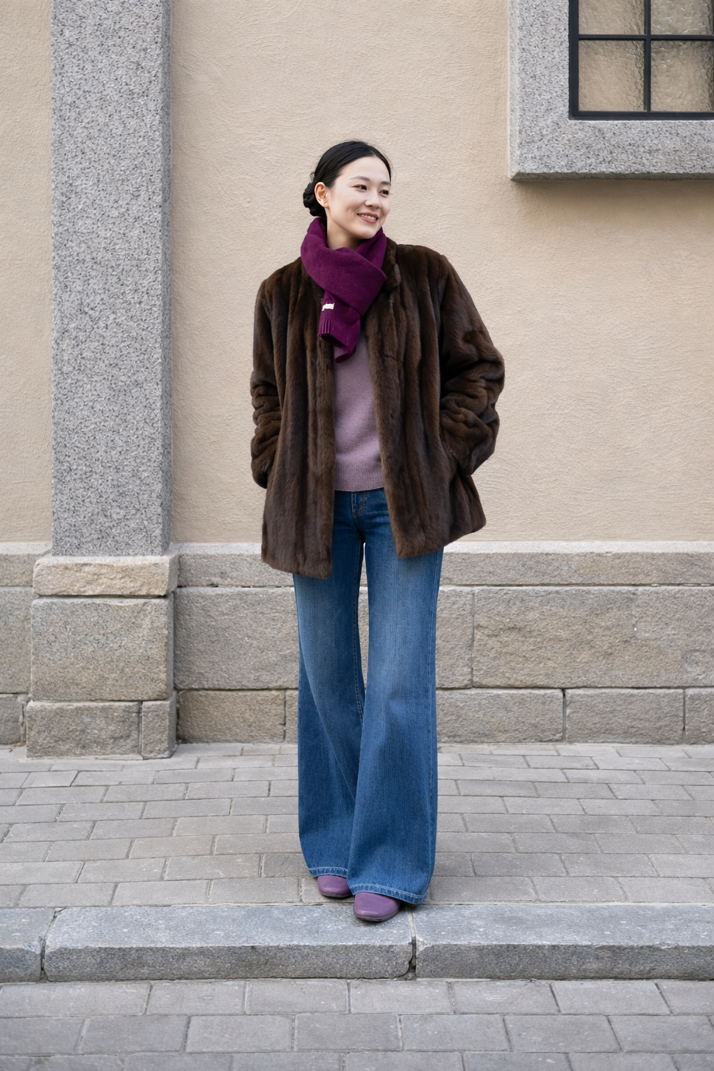 Meloria Women's Faux Fur Jacket with Open Front Design