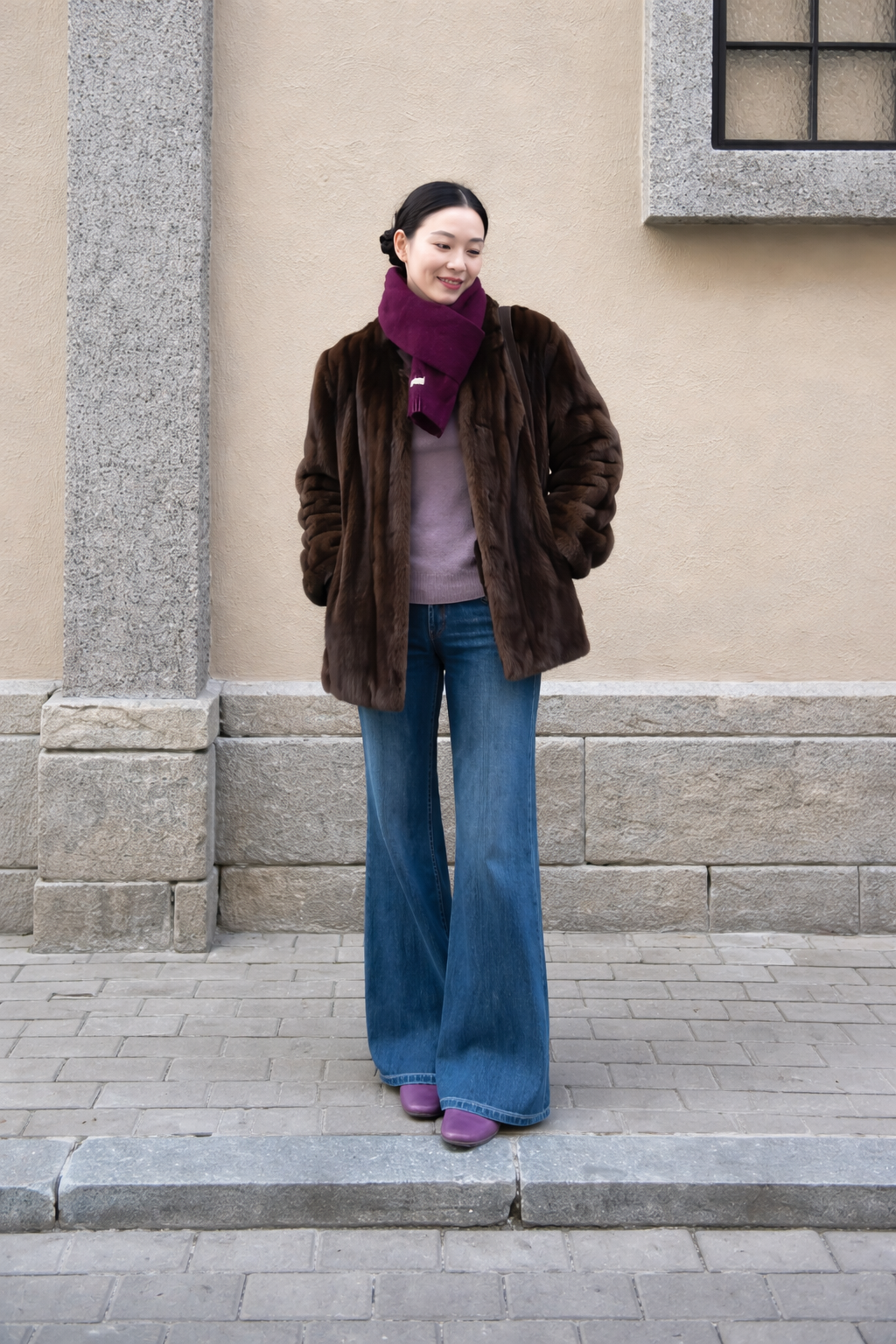 Meloria Damen Jacke in Felloptik mit offenem Frontdesign