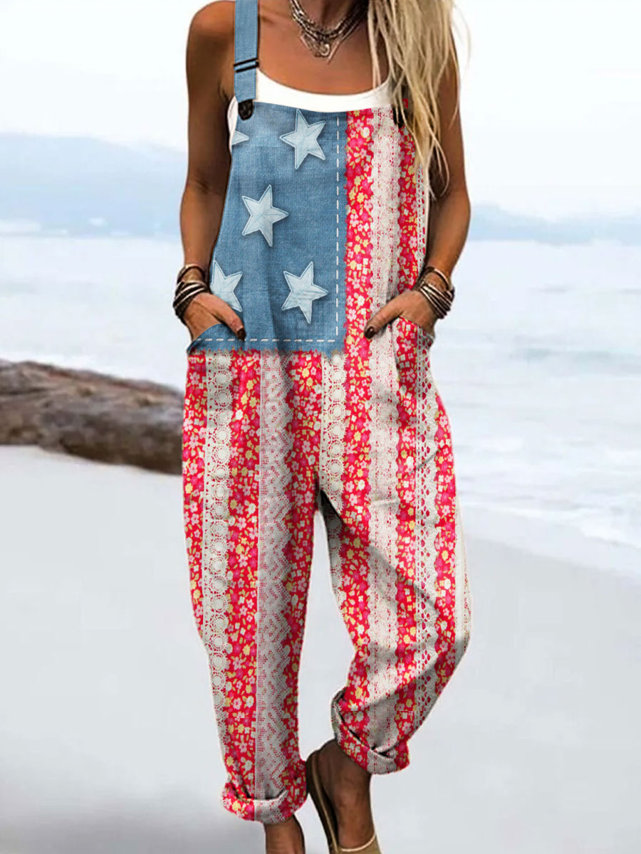 Mikaela | Women's Dungaree Jumpsuit with Star Motif