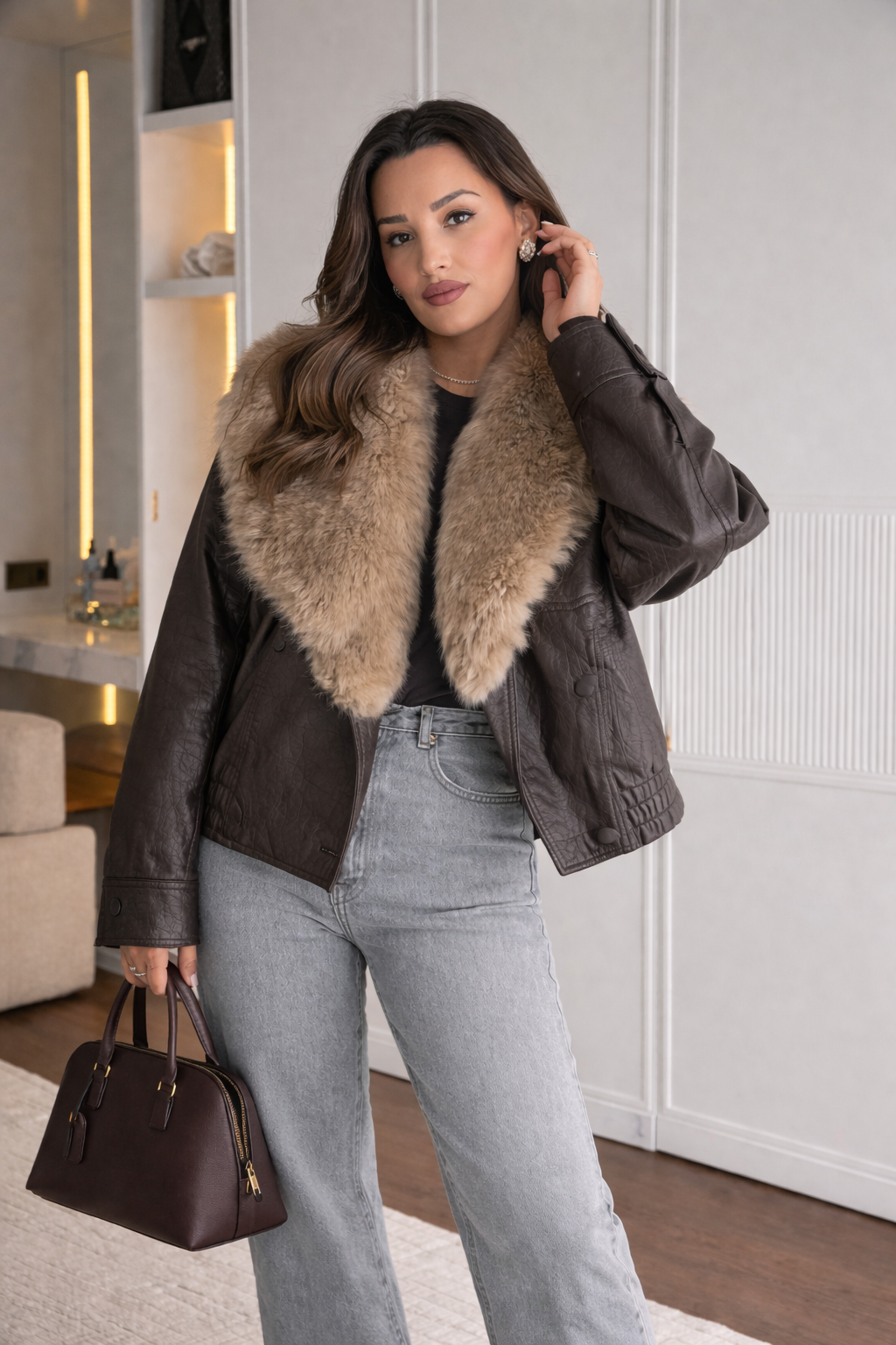 Nymera Damen Jacke mit großem Reverskragen