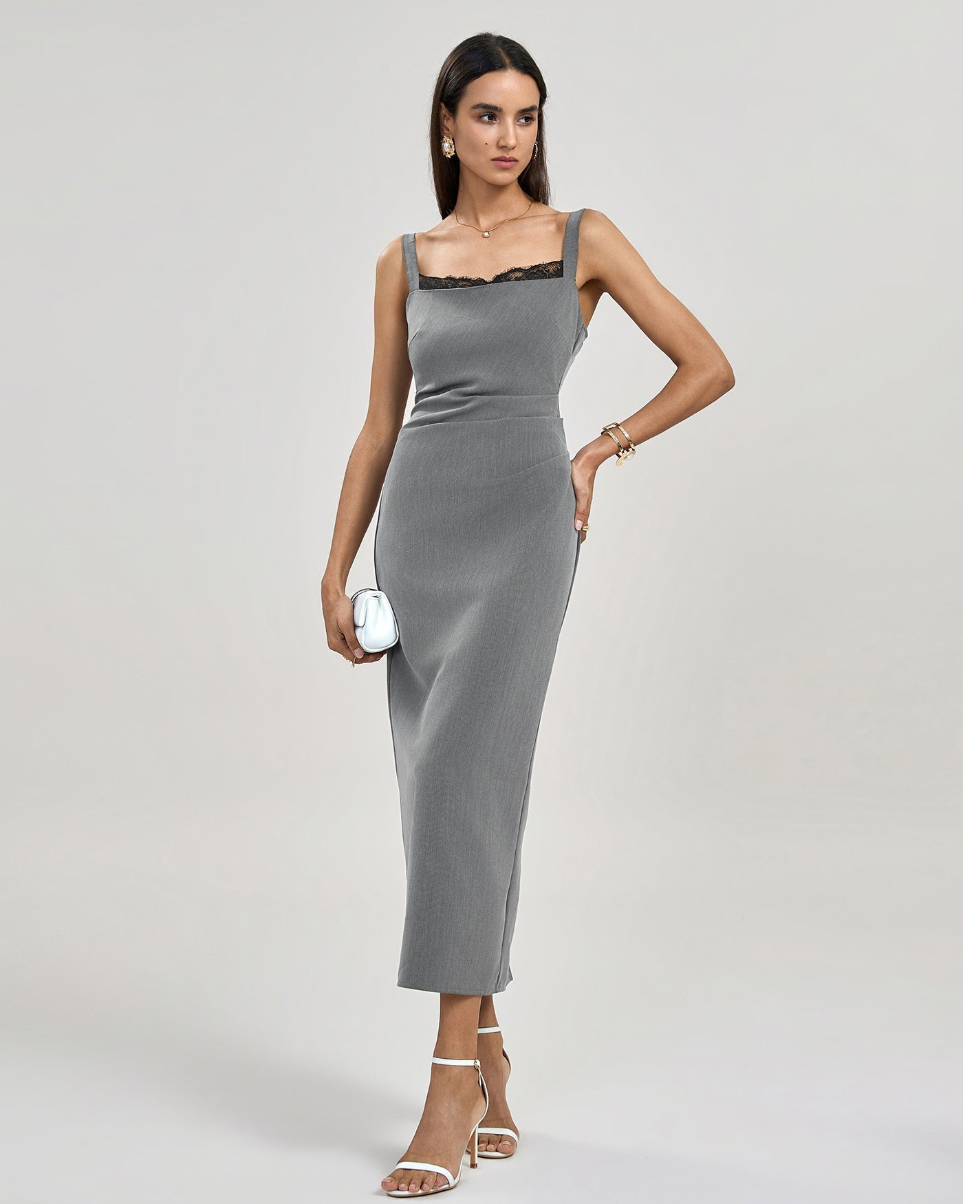 Nyxen Women's Midi Dress with Straps and Back Slit